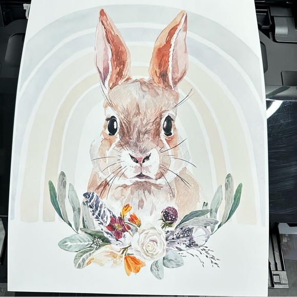 Watercolor Floral Bunny Wall Art Illustration Print Poster Card Unframed - Picture 13 of 14